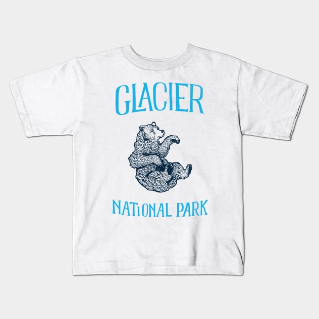 Glacier National Park: Falling Grizzly Bear Kids T-Shirt by calebfaires